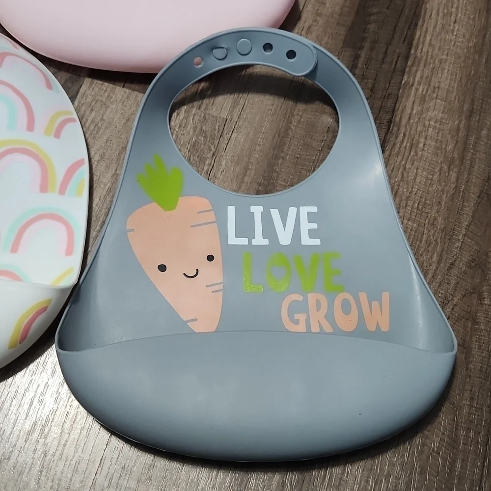 Cloud Island  set of 3  Adjustable Silicone Bibs Spring Easter